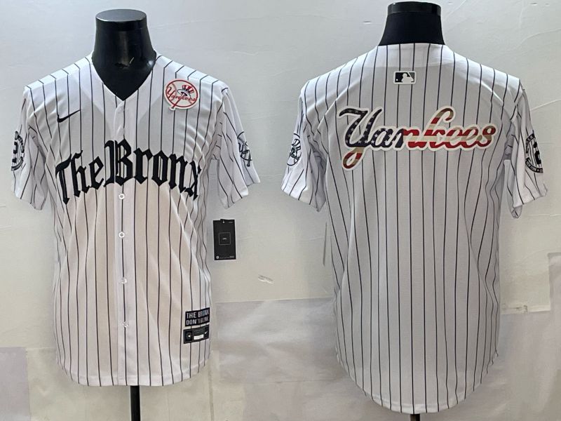Men 2025 New York Yankees Blank White Stripe Five generations Joint Name Nike MLB Jersey style 07->chicago cubs->MLB Jersey